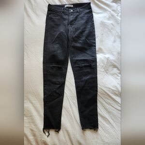 Zara Women's Charcoal Distressed Skinny Jeans